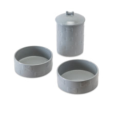 Load image into Gallery viewer, 3 PIECE SET MANOR GREY, TREAT JAR AND PET BOWLS - Park Life Designs