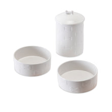 Load image into Gallery viewer, 3 PIECE SET MANOR WHITE, TREAT JAR AND PET BOWLS - Park Life Designs