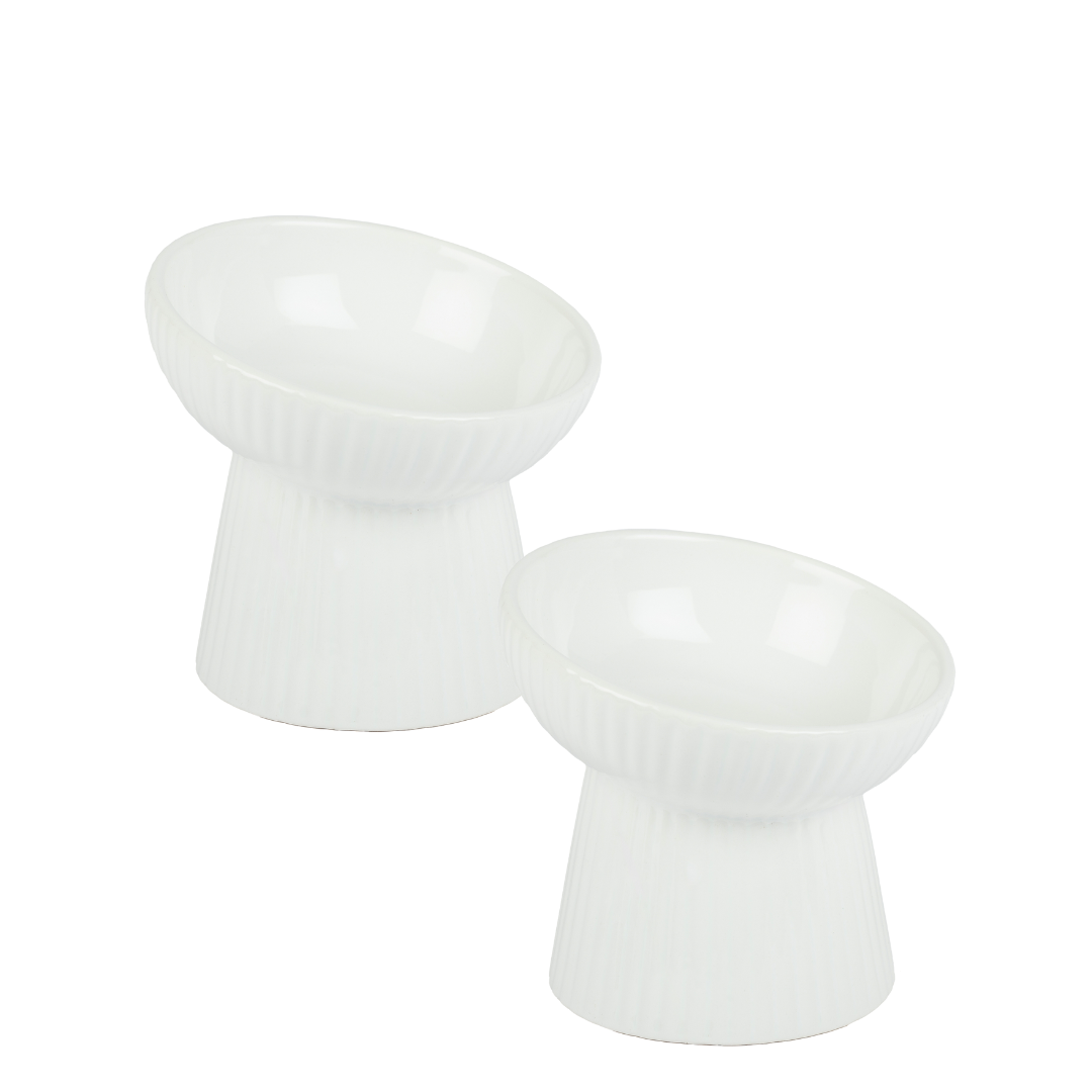 SET OF TWO FLUTED TILT CAT DISHES - Park Life Designs