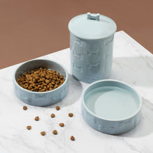 Load image into Gallery viewer, 3 PIECE SET MANOR BLUE, TREAT JAR AND PET BOWLS - Park Life Designs