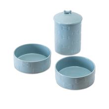 Load image into Gallery viewer, 3 PIECE SET MANOR BLUE, TREAT JAR AND PET BOWLS - Park Life Designs